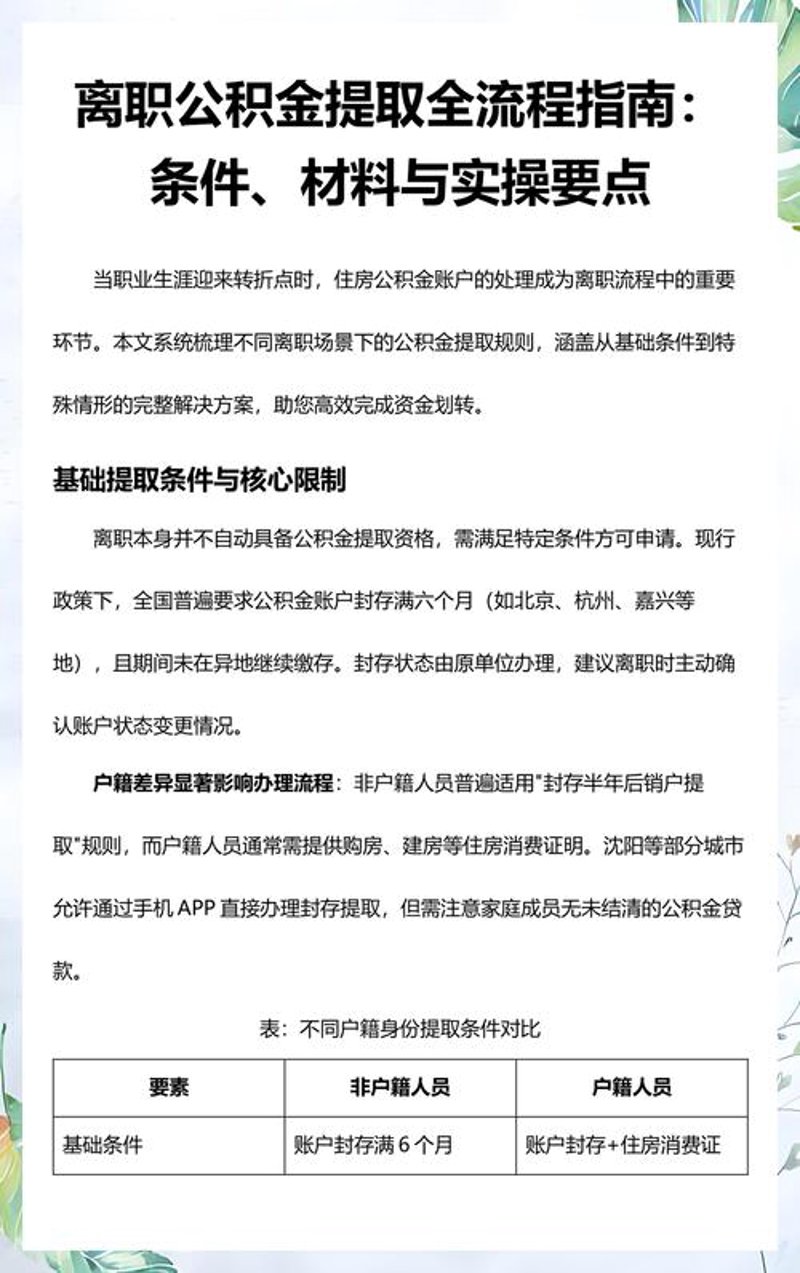 离职公积金提取：解除束缚，轻松过渡